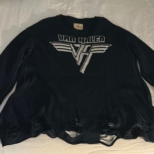 TRUNK Ltd. Navy Blue Distressed Van Halen Sweater- size M